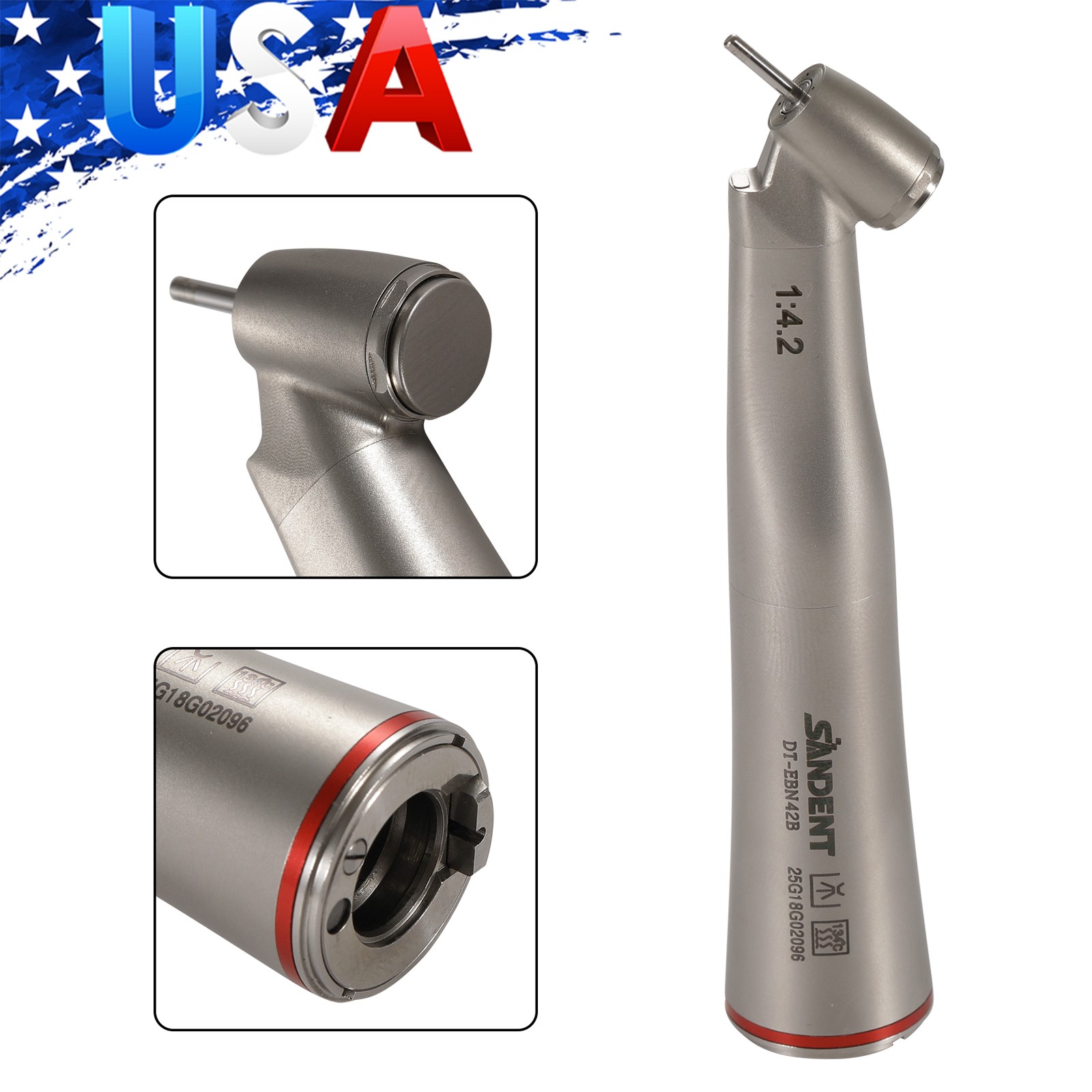 Dental Optic Fiber 1:4.2 Increasing Handpiece 45°Angle Fit FG 1.6mm burs For NSK