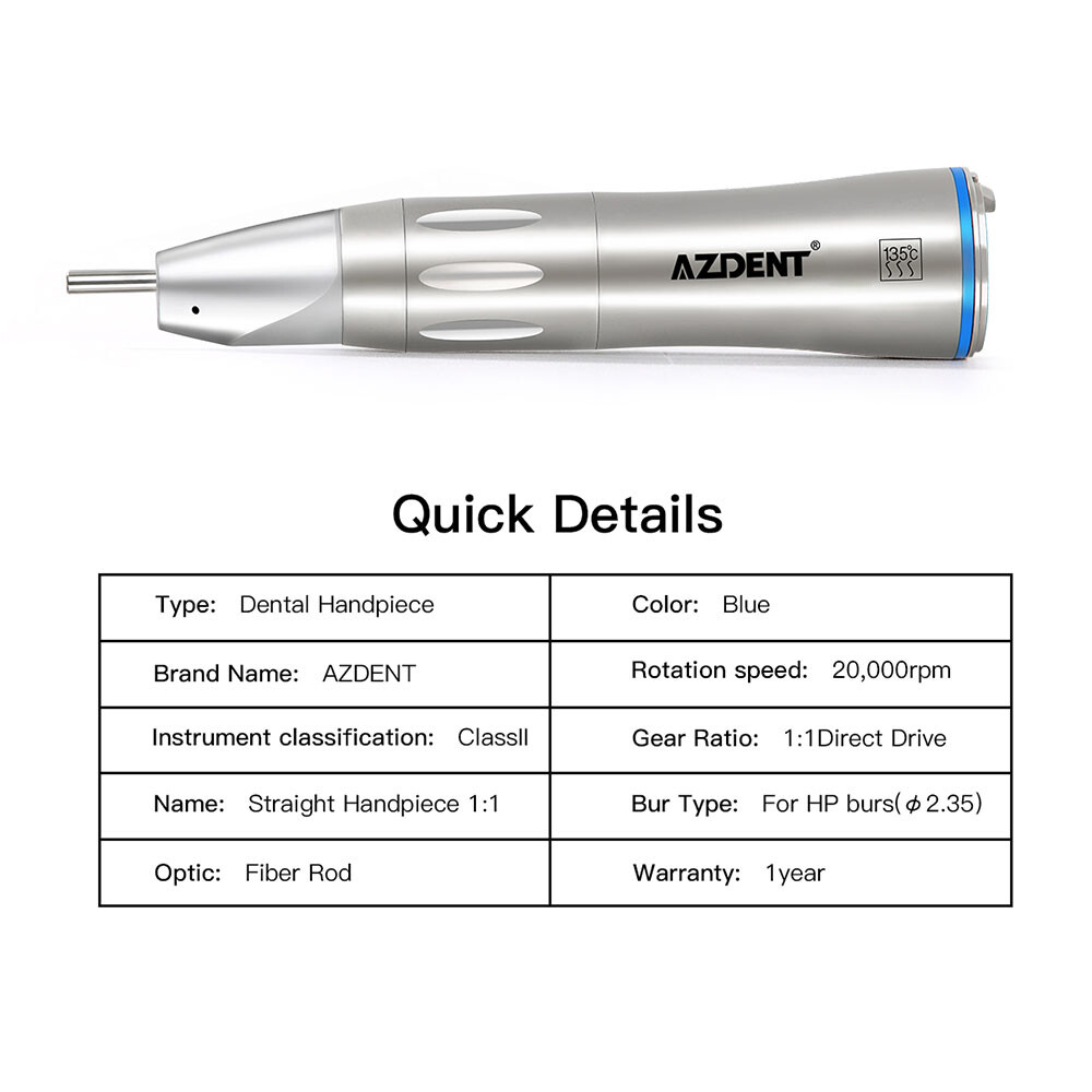 Dental Slow Low Speed Straight Handpiece 1:1 Nose Cone E-type HP