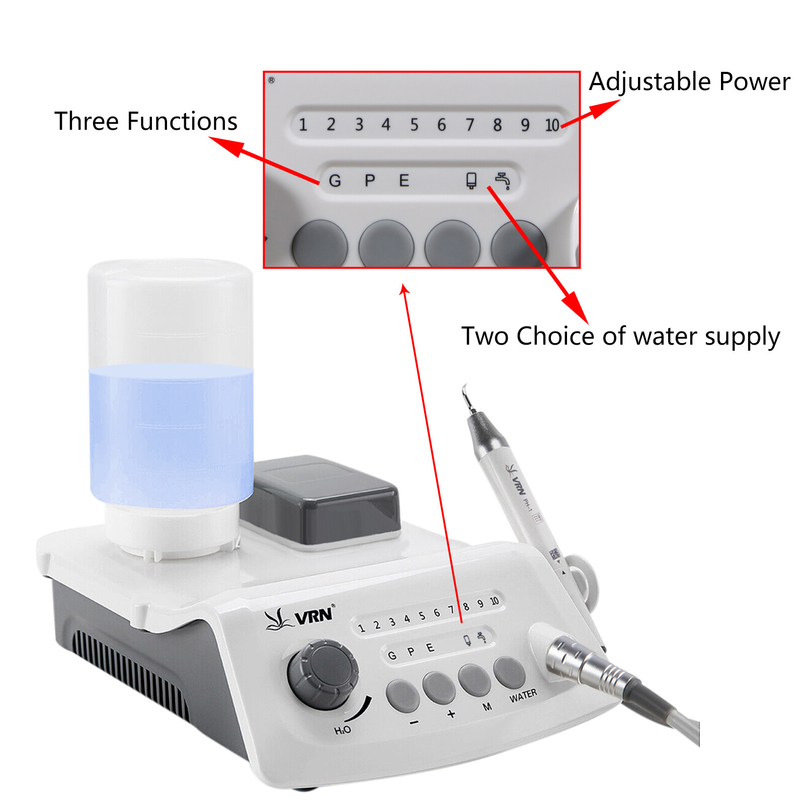 Auto Water Supply Dental Ultrasonic Piezo Scaler LED Handpiece Wireless Control