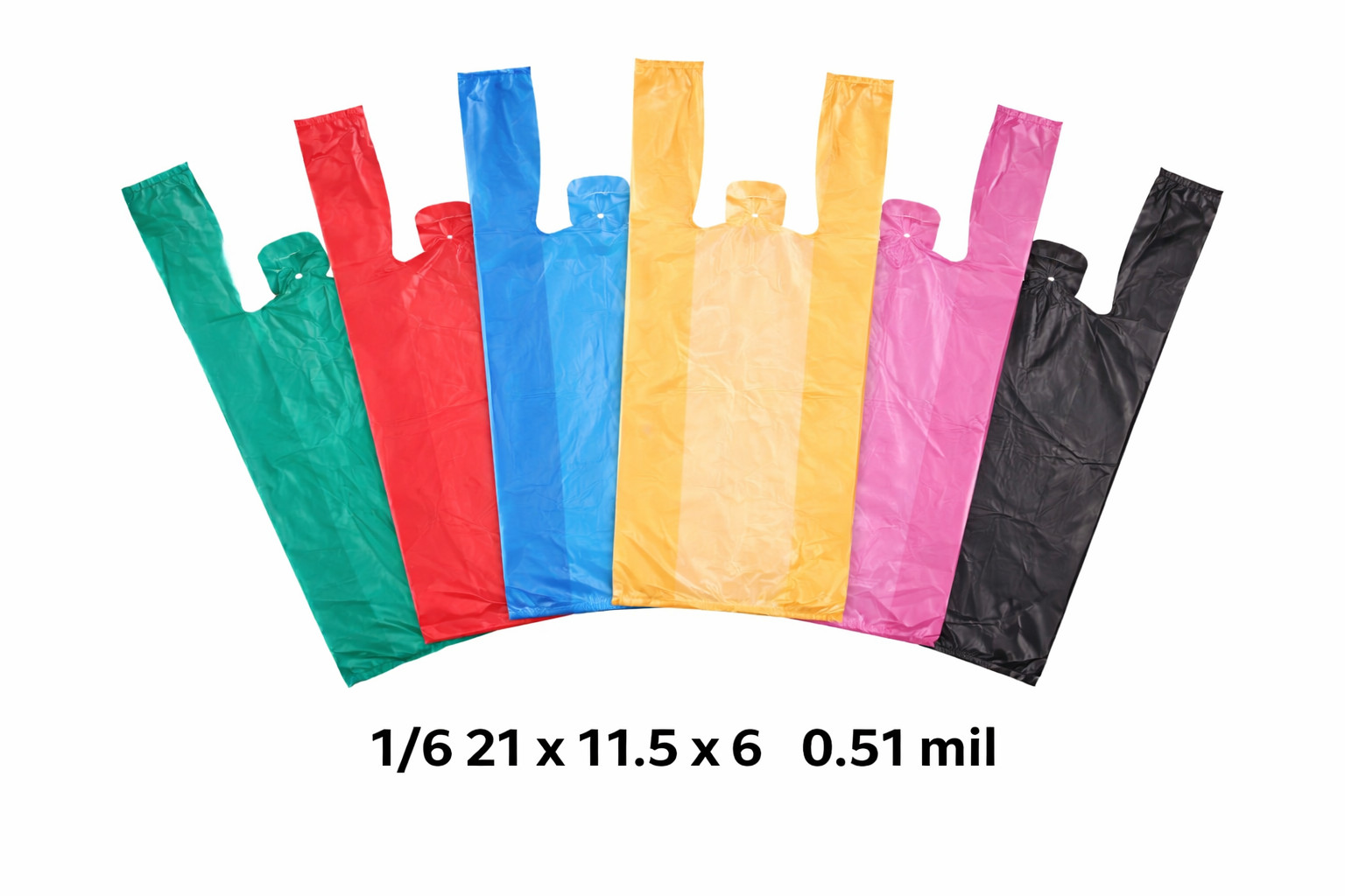 Plain T Shirt Bags 1/6 Large 21×6.5×11.5 Plastic Grocery Carryout 0.51 Mil