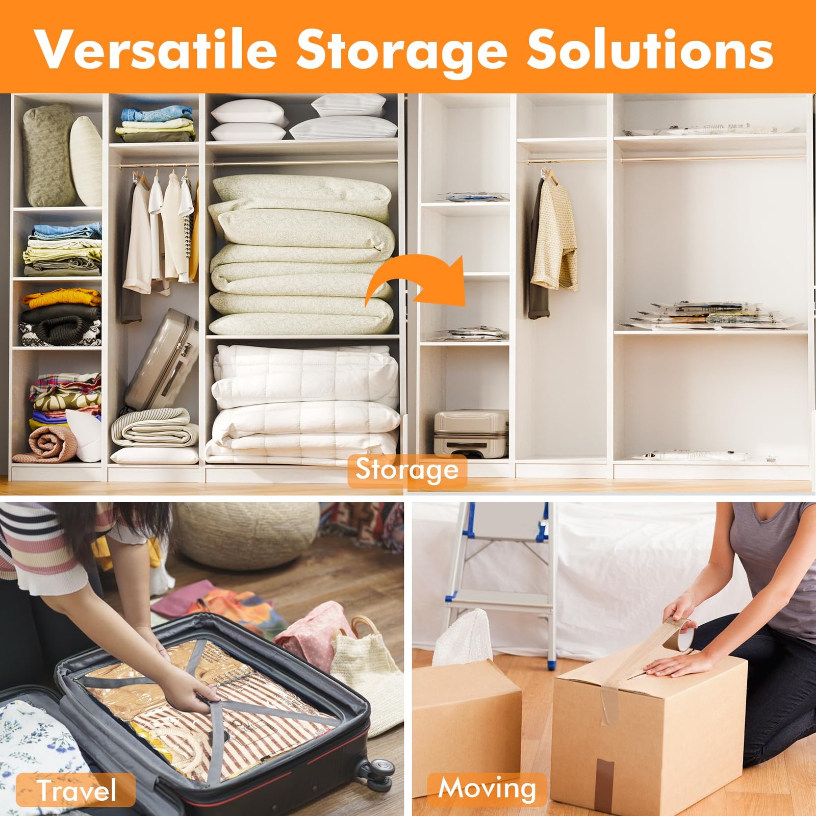 GONGSHI Vacuum Storage Bags, Space Saver Seal Bags For Clothing, Travel Luggage,