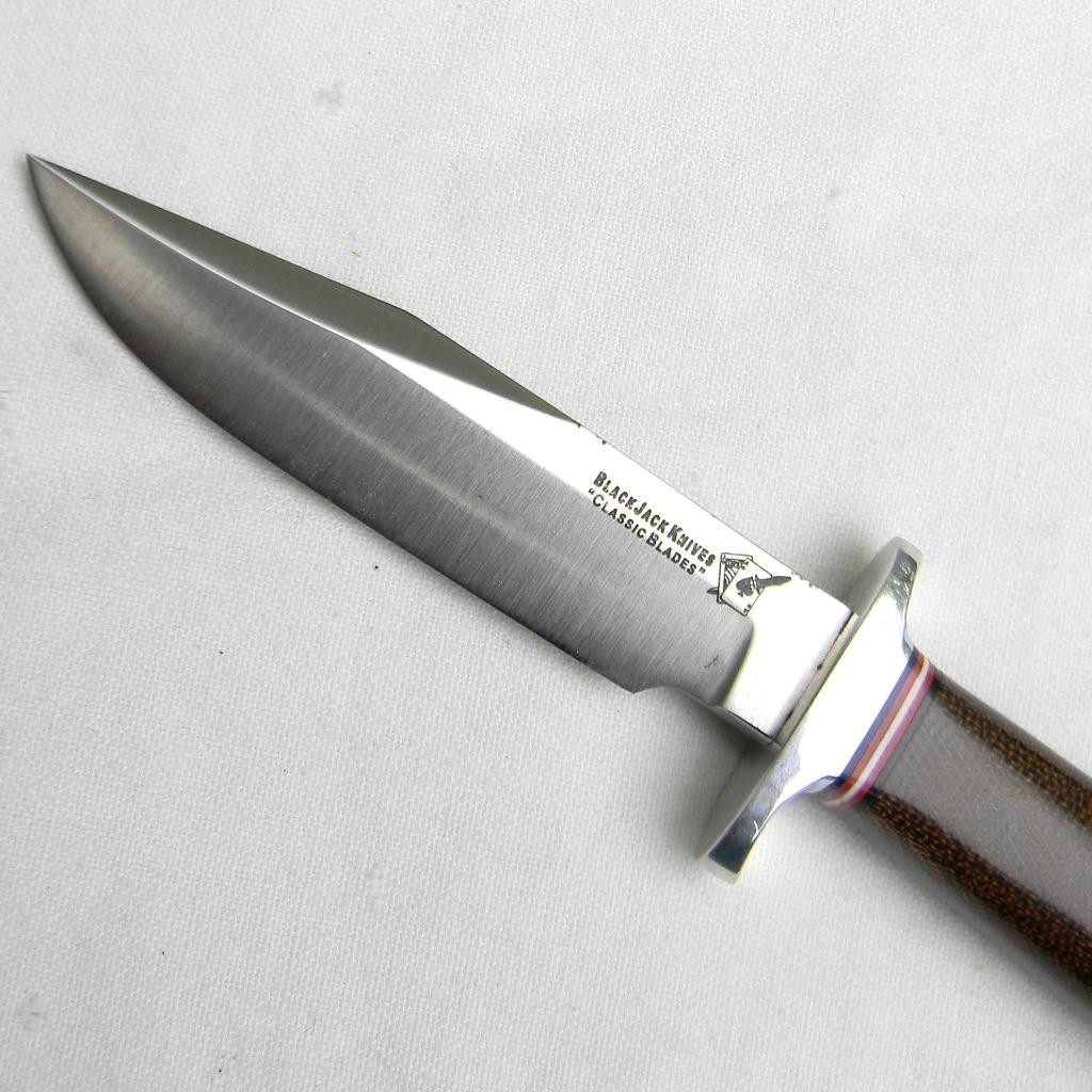 Blackjack USA 1990s Model 2 knife, green micarta, A2 tool steel, orig sheath NIB