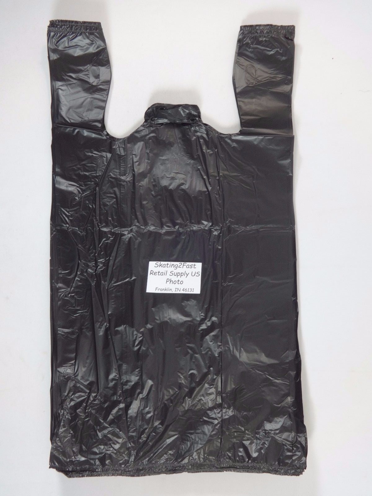 Black 11.5″x 6.5″x 22″ Plastic 1/6 T-Shirt Bags with Handles Retail Shopping Bag