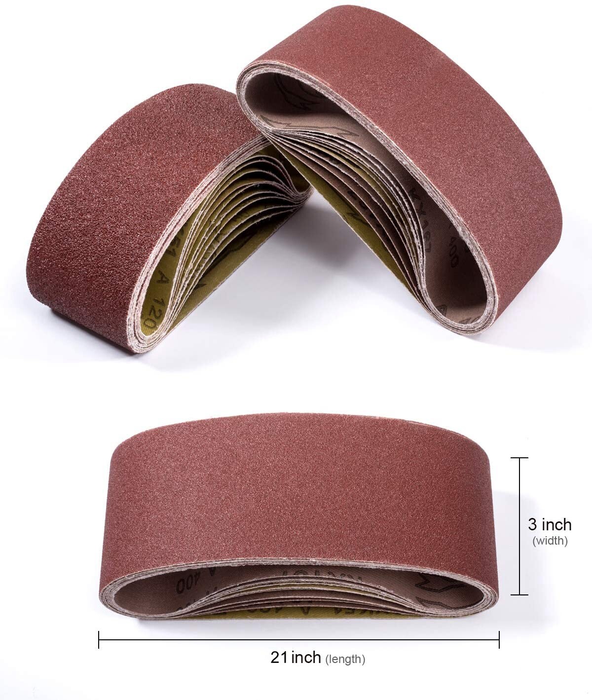 20 PACK Belt Sander Sandpaper 3″x21″ Sanding Belts 40 60 80 120 150 240 400 Grit