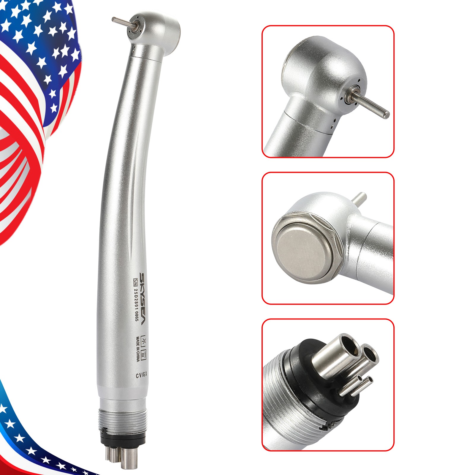 SKYSEA Dental High Fast Speed Turbine Handpiece Big Head 4 Hole Single Spray