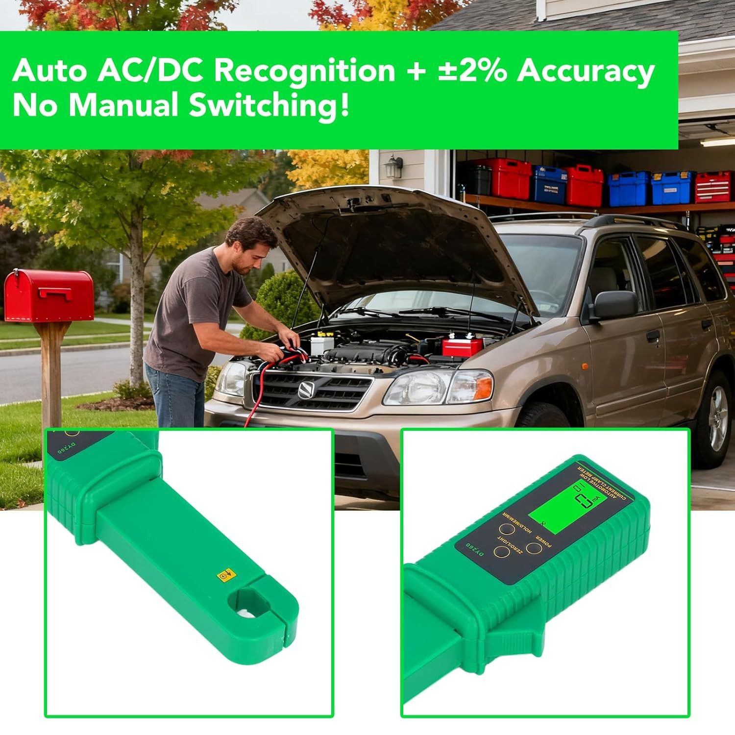 Current Clamp Meter Leakage Current Tester 0Ma-60A Portable Plastic AC DC Anti-I