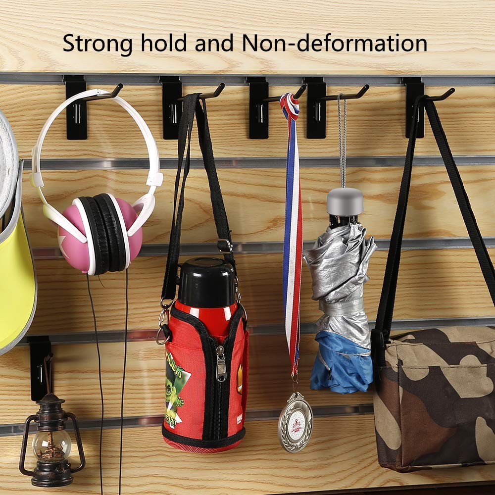 Dazzling Displays 12pcs Slatwall Hooks 4in 6in Metal Black Set