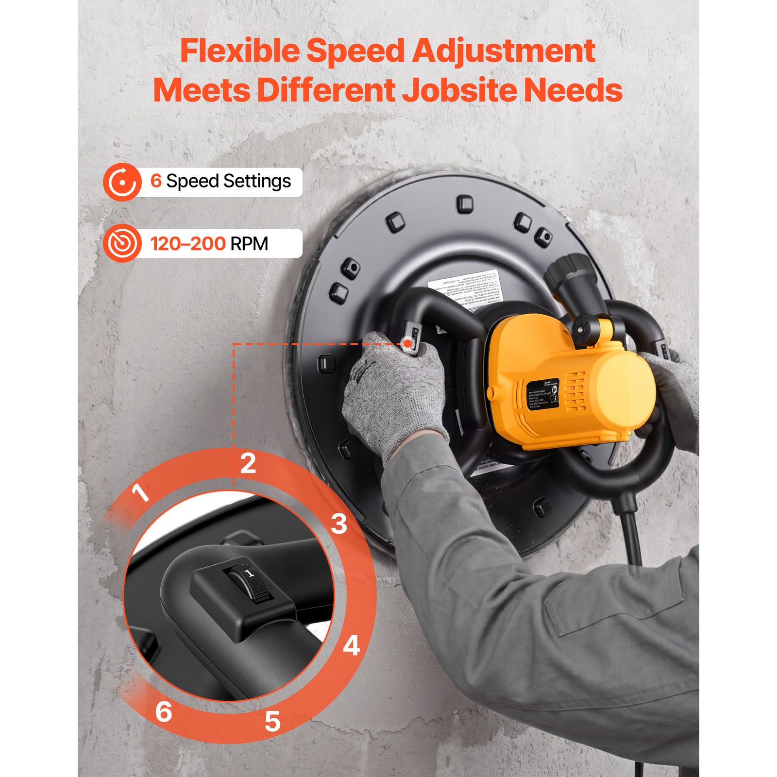 Uimoso Electric Trowel 800W Concrete Finisher with 6-Speed Control & Mixing Rod