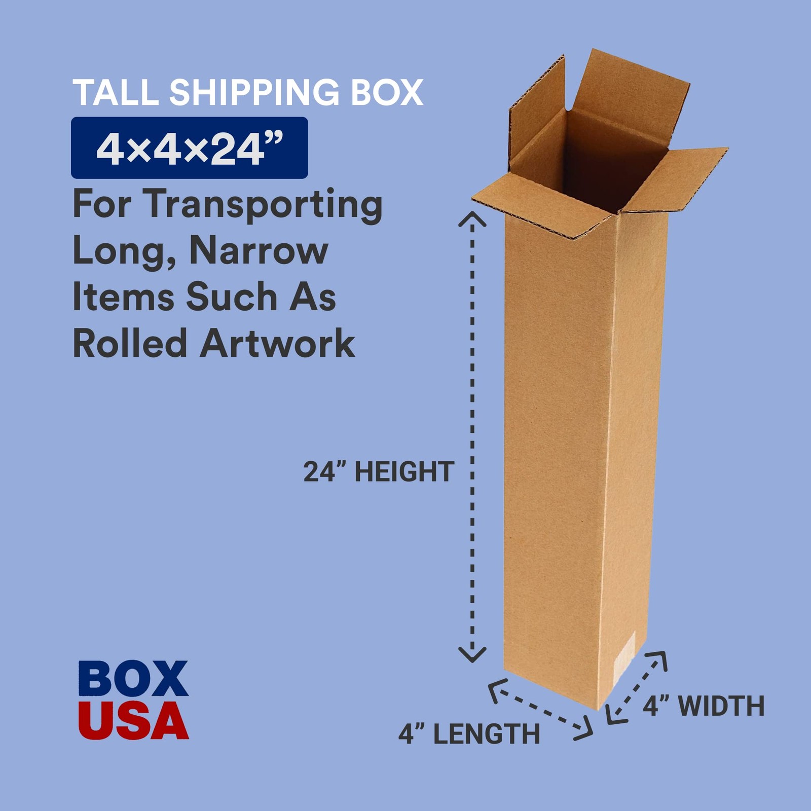 USA Boxes 4″L x 4″W x 24″H, 25-Pack Tall Corrugated Boxes for , Packaging, Mo…