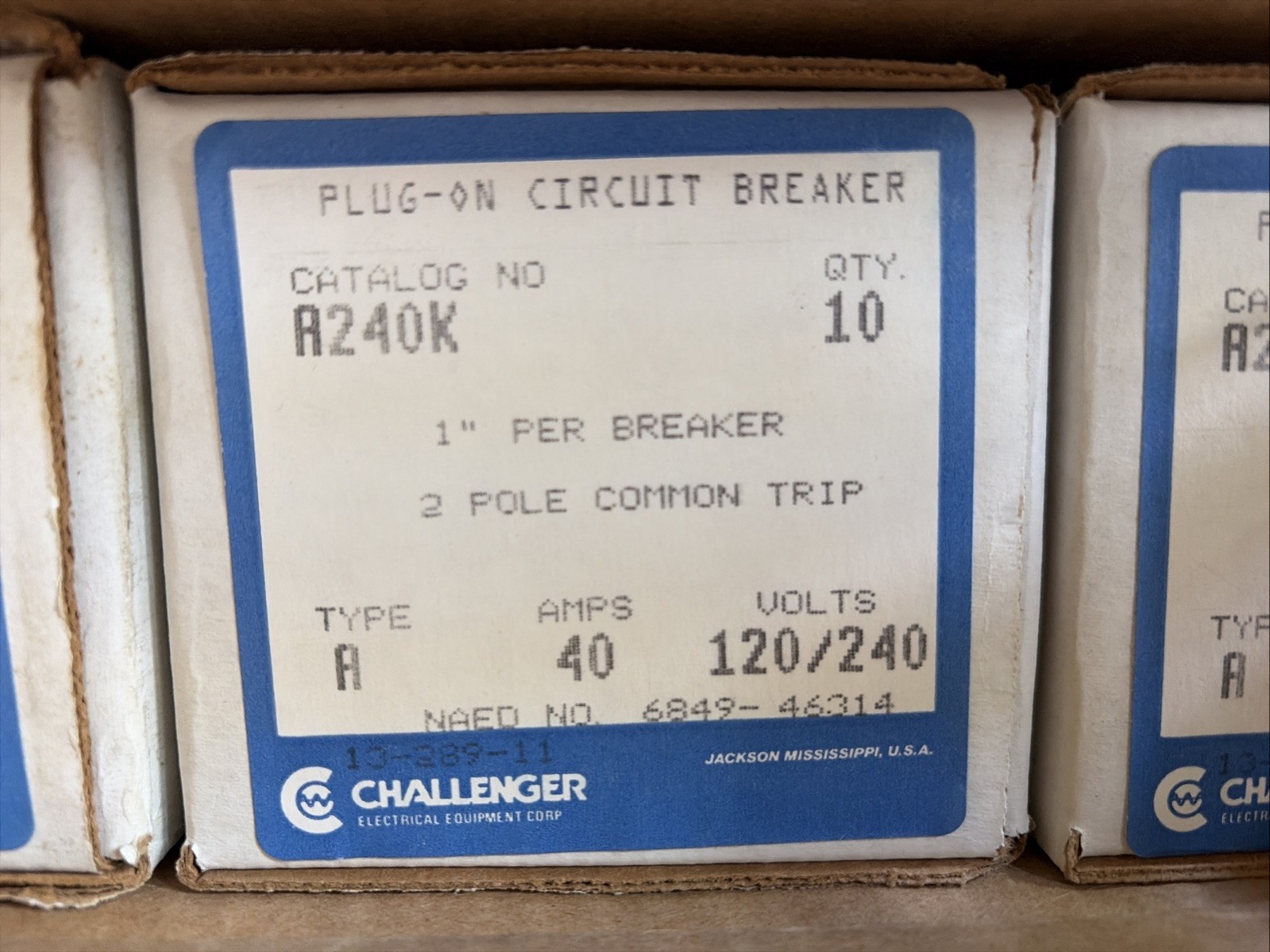 A240 Side Mount Clip CTL-yes Type A Challenger A240K MH240 2 Pole 40 Amp ~New!