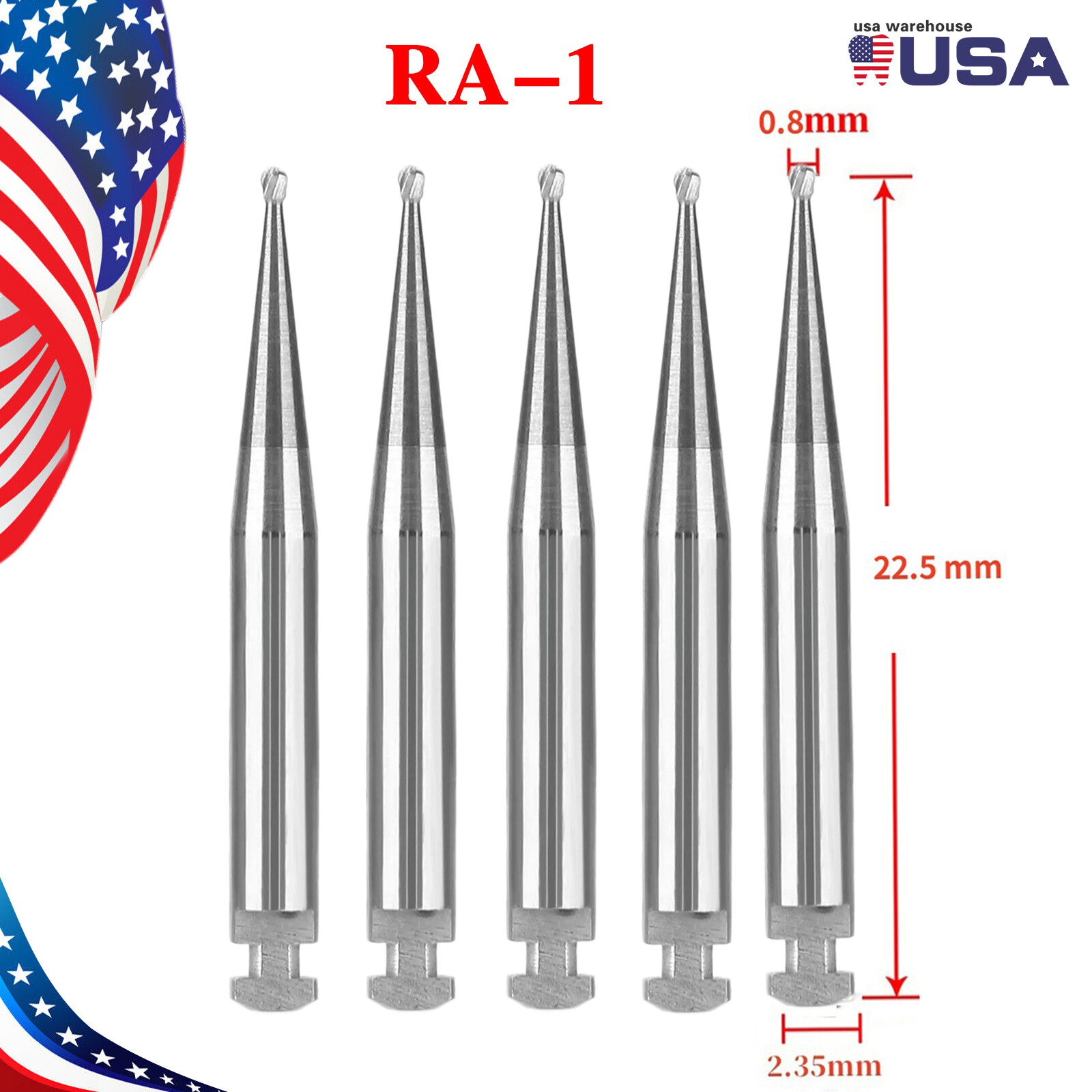 Dental Round Latch Carbide Bur RA 1 2 3 4 5 6 7 8 Midwest For Slow Low Speed ty