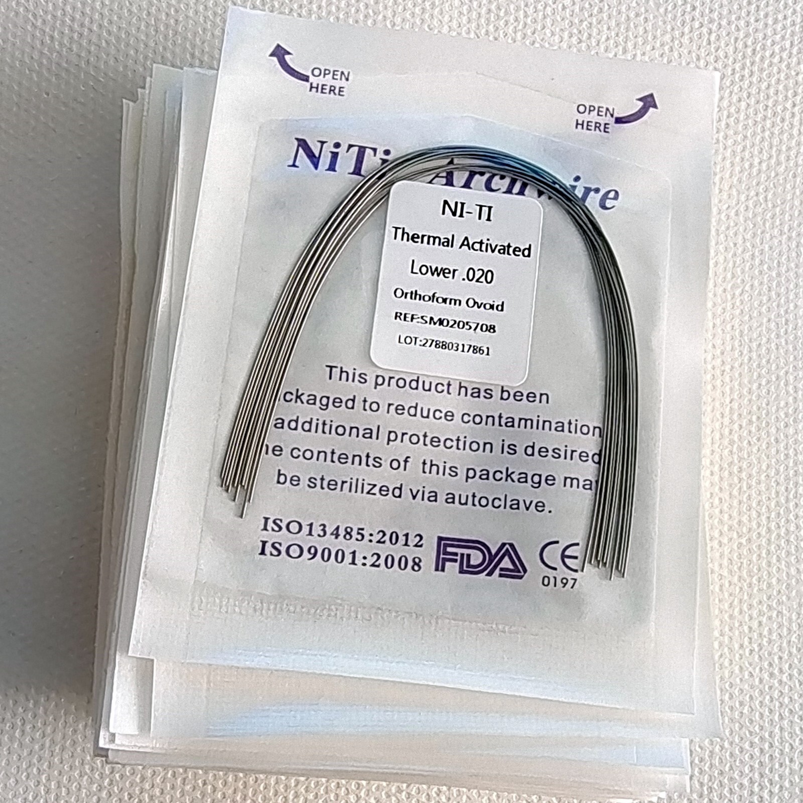 Dental Orthodontic Heat Thermal Activated NITI Arch Wires Ovoid Round Wire