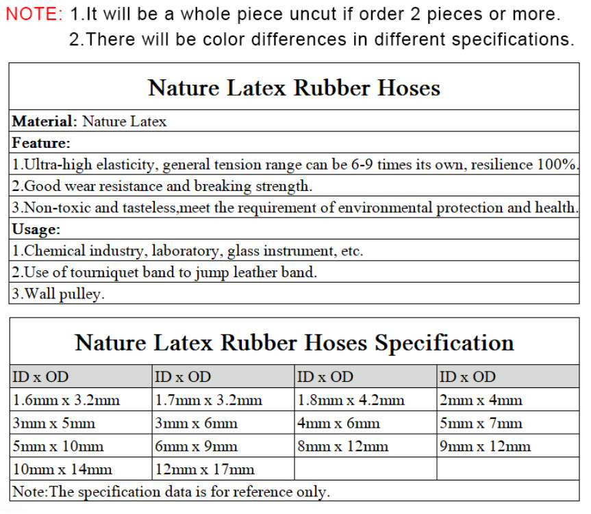 Nature Latex Rubber Hoses High Resilient Elastic Surgical Medical Tube 1-3Meters