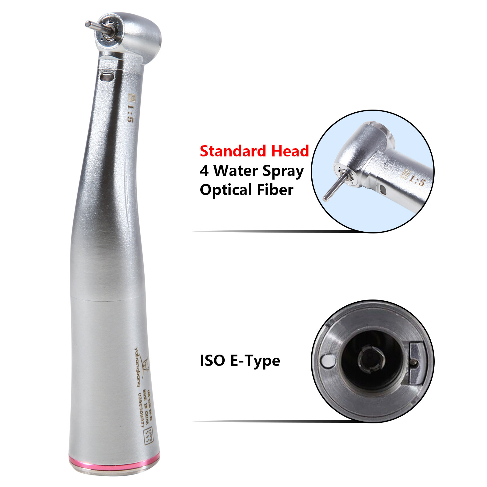 Dental 1:5 LED Fiber Optic Contra Angle Handpiece Standard Fit NSK Ti-MAX X95L