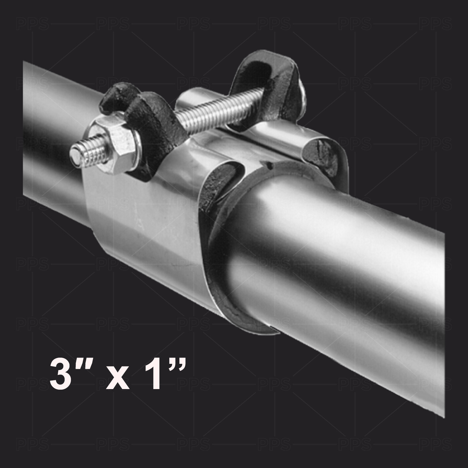 1 in. x 3 in. Long 1-Bolt IPS Pipe Repair Clamp, Stainless Steel