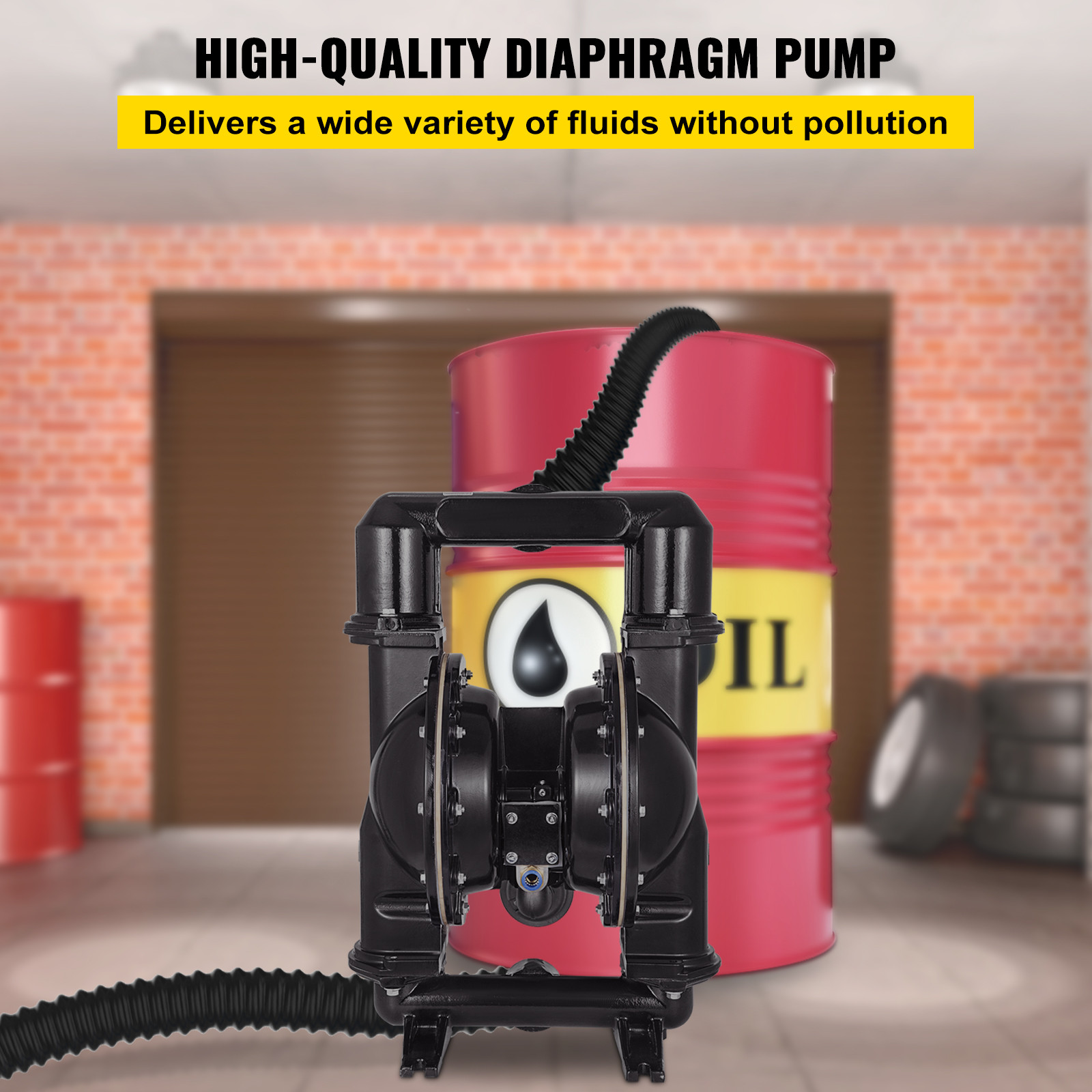 VEVOR Air-Operated Double Diaphragm Pump 2″ Inlet Outlet 140GPM Aluminum Alloy