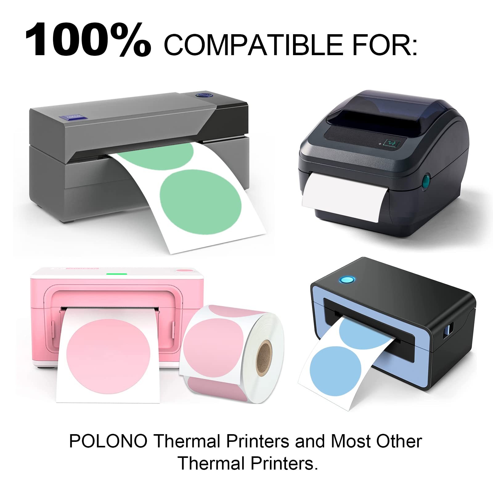 Misofuki 2″ 750 Labels White Circle Direct Thermal 2 inch (Diameter), C-1-wh
