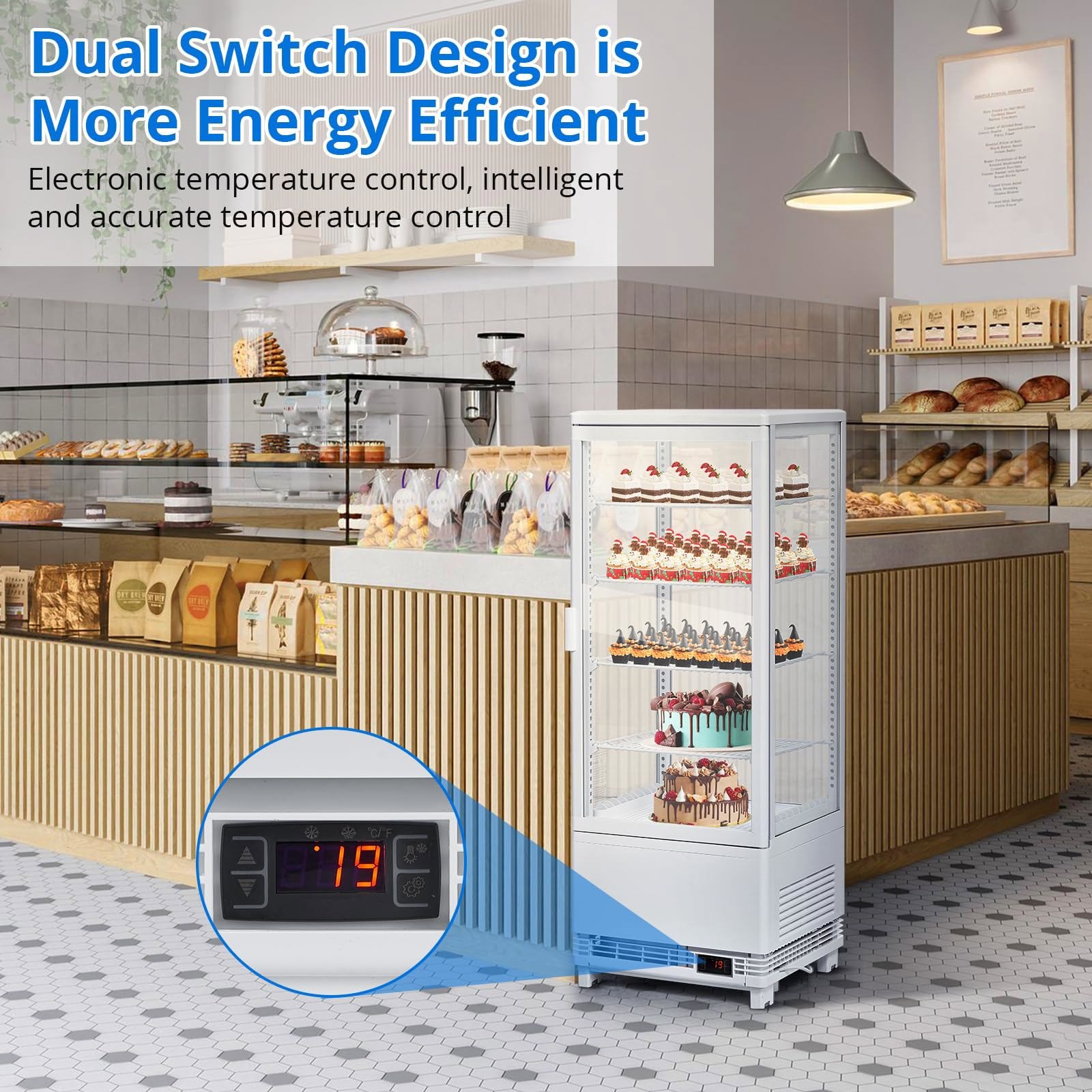 3.5 Cu Ft Commercial Display Fridge Double Glass Door For Outdoor Kitchen White