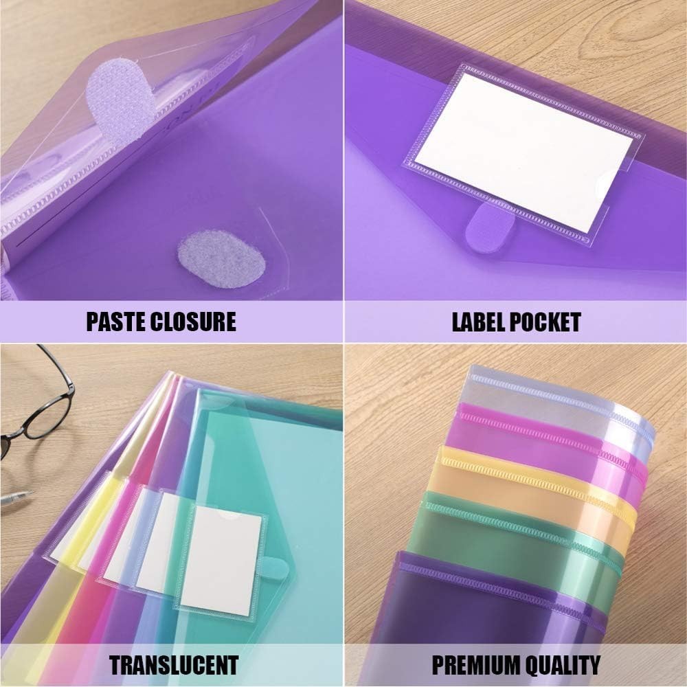 Colorful 10-Pack A4 Size Plastic Document Pouches – Waterproof & Durable Design