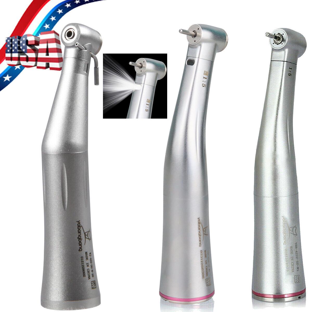 SANDENT 1:1 20:1 LED Fiber Optic / 20:1 1:5 Contra Angle Low Speed Handpiece