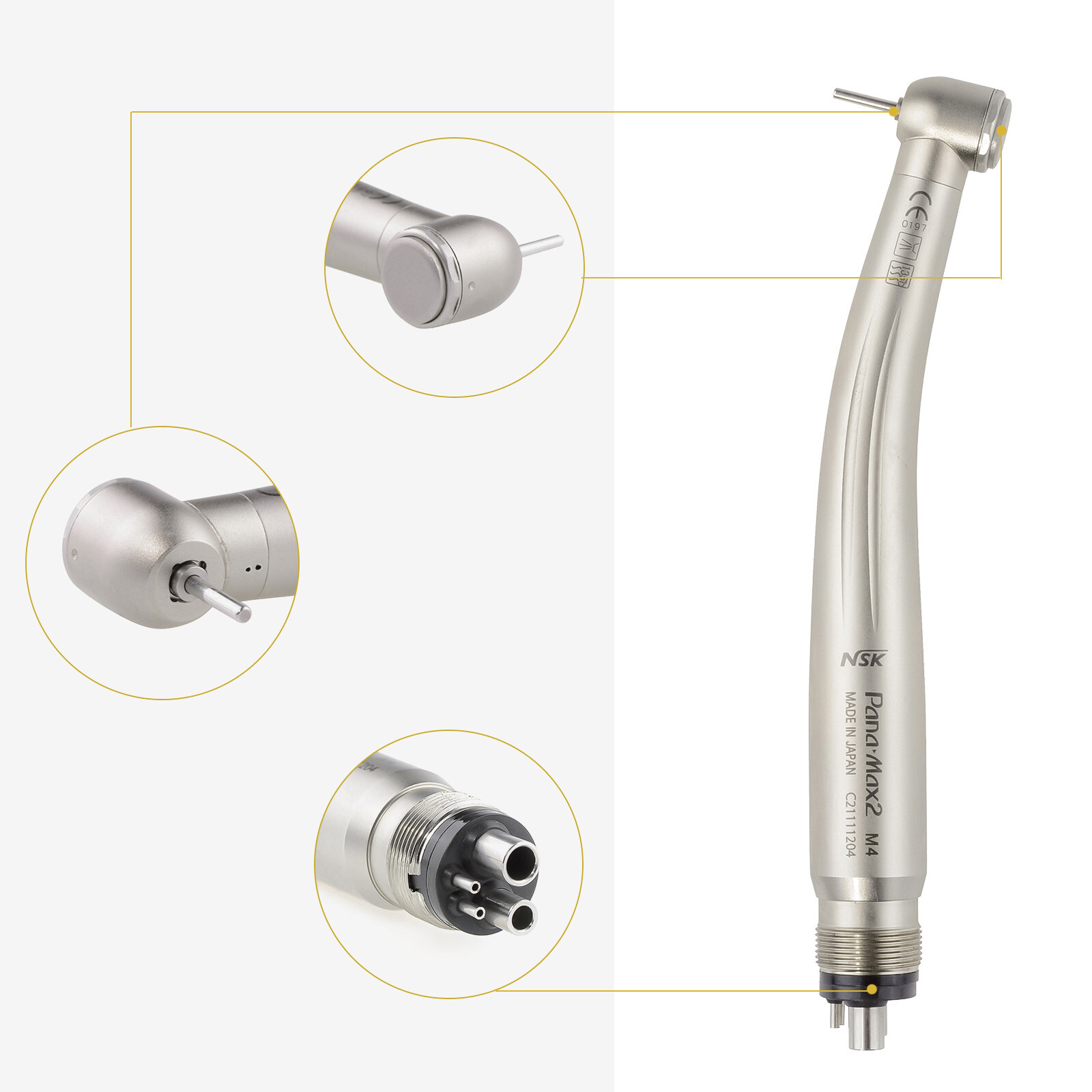 Dental Pana Max2 High Speed Handpiece Single Water Spray Ceramic Bearing M4 NSK