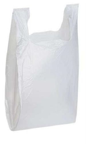 White Plastic Bags T-Shirt 1000 Retail Supermarket Grocery Handles 11 ½ x 6 x 21