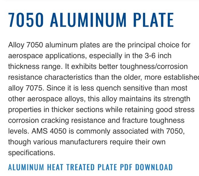 7050 T7451 Kaiser Select Aerospace Aluminum Plate .375”x6”x8”