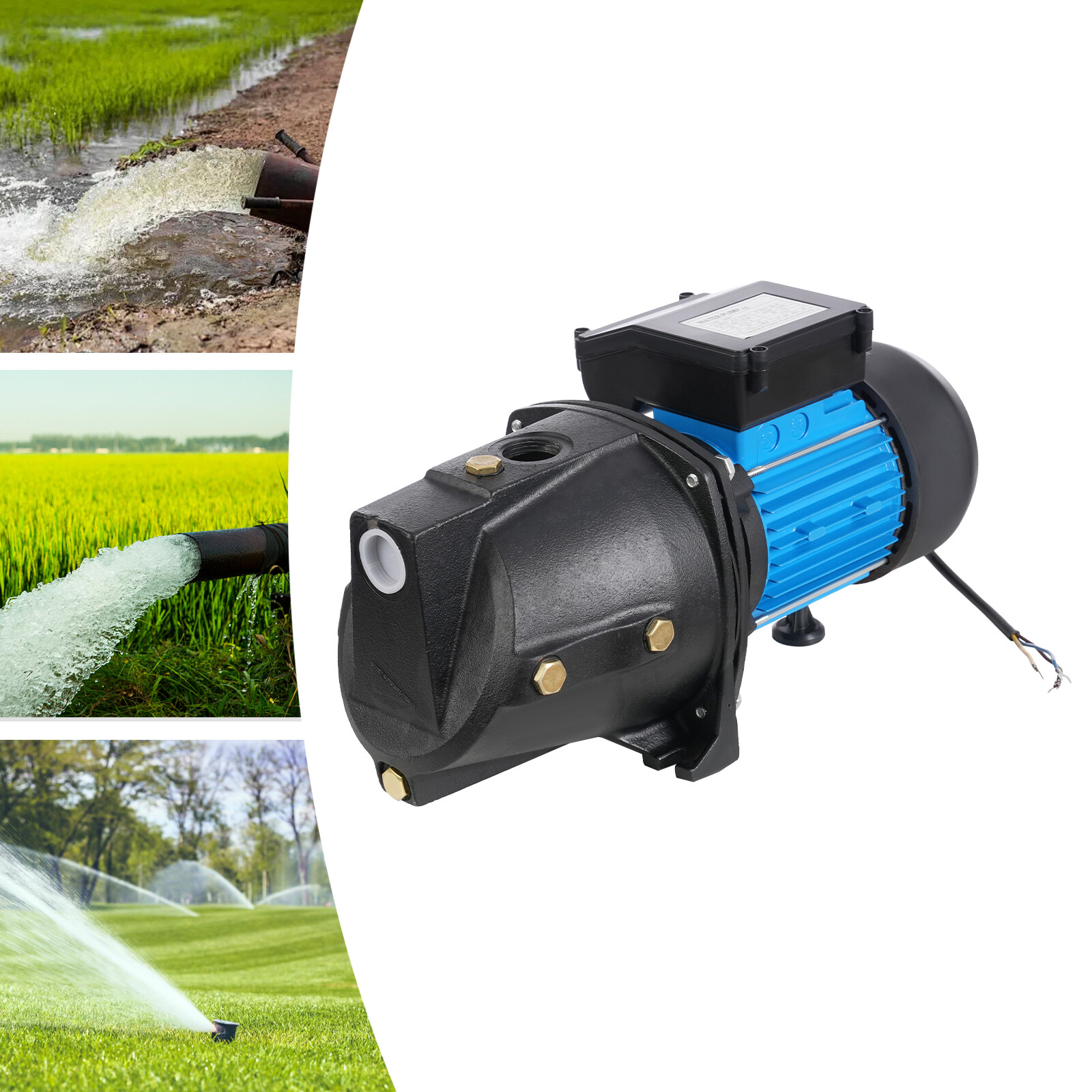 1.6HP Shallow Well Jet Pump, Cast Iron Irrigation Pump for Home Farm Garden Lawn