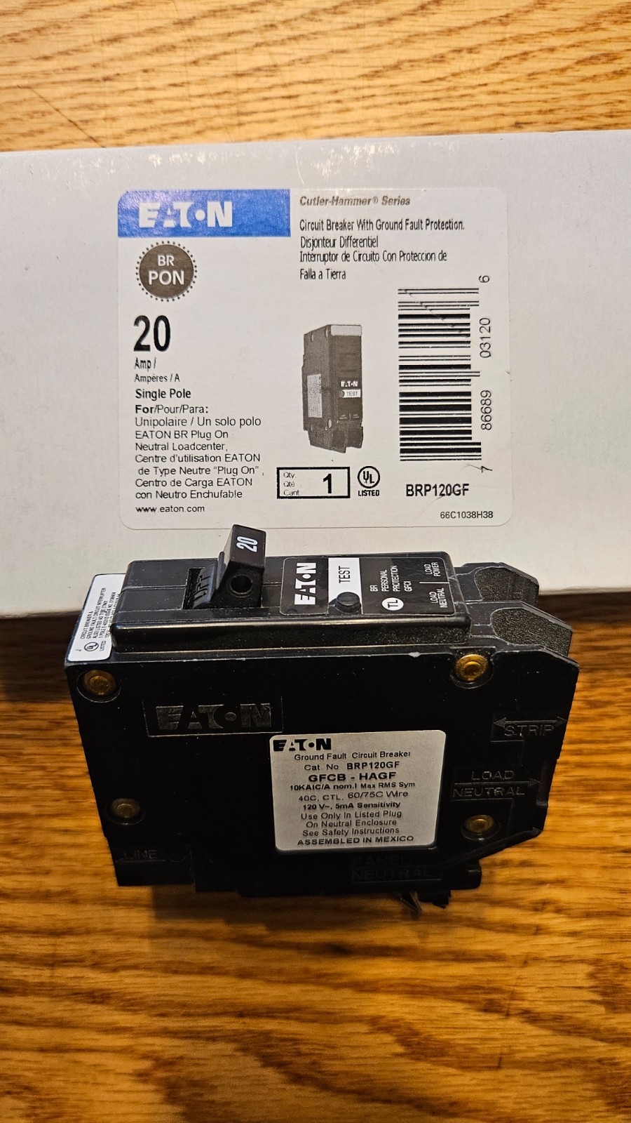 Eaton BRP 20A, 15A 1-Pole Circuit Breaker AFCI/GFCI/COMBO