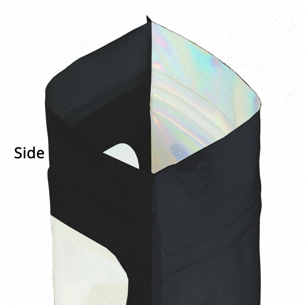 Multi-Size Double-sided Black Glossy Foil Mylar Flat Zip Lock Bag w/Front Window