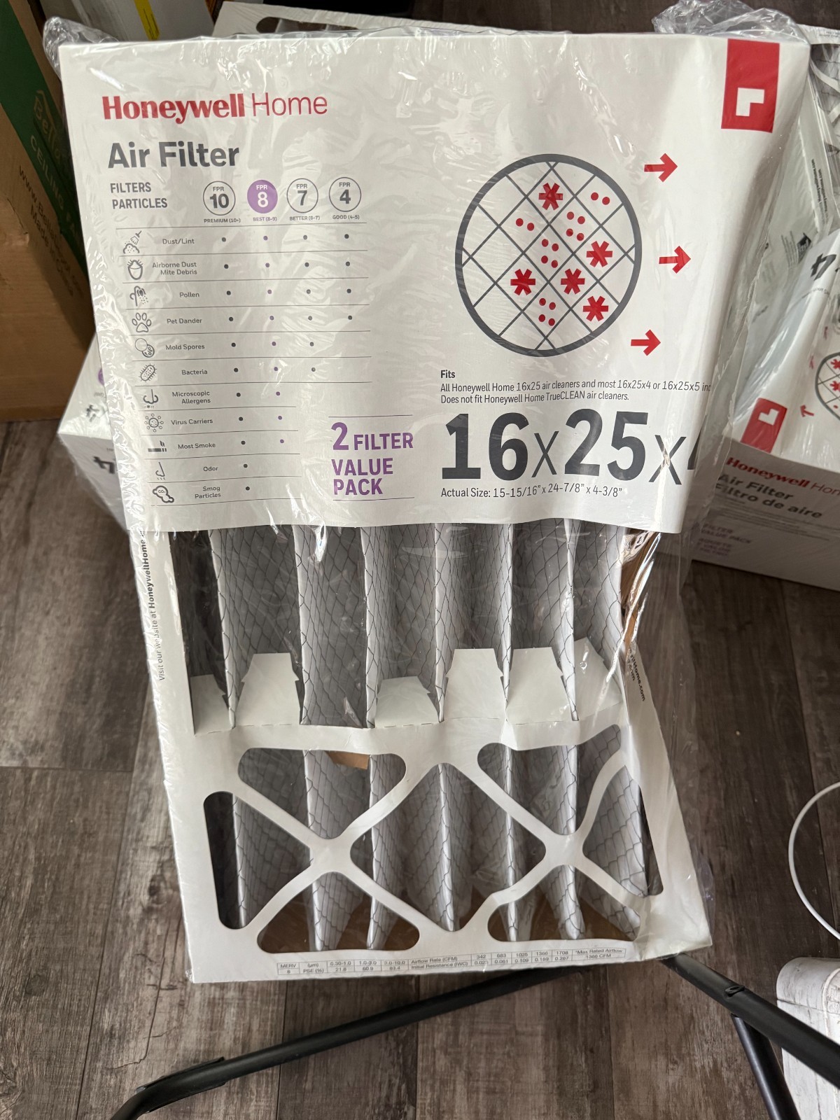 Honeywell Home Air Filter 16x25x4 #FPR 8 (Pack of 2) new with damage