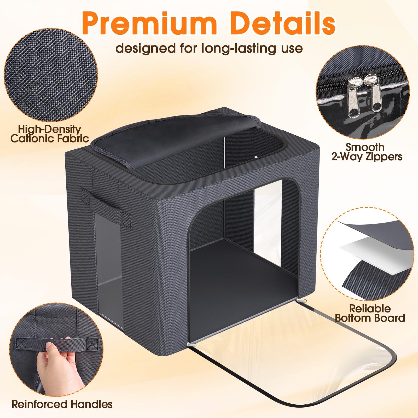 3 Pack Clothes Storage Bins with Metal Frame,40L Storage Bags Fabric Box Orga…