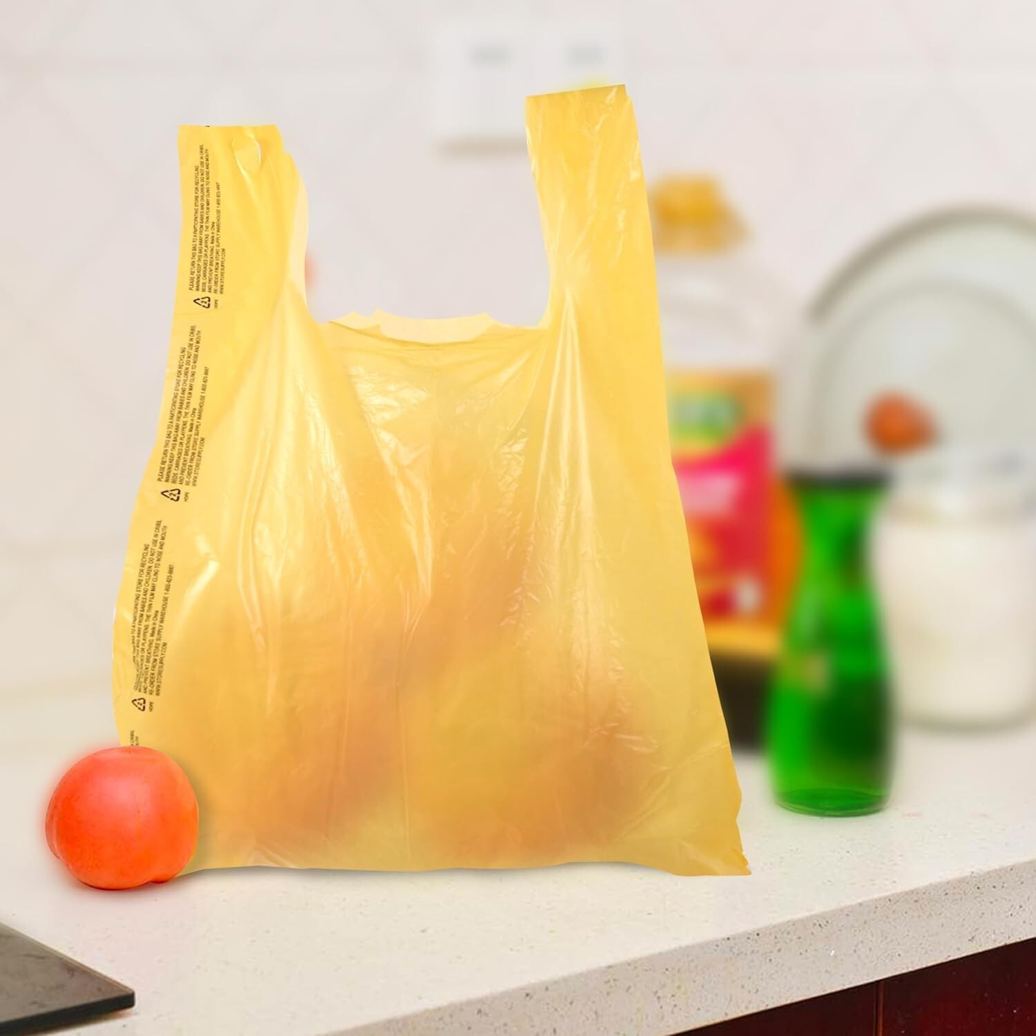 Yellow Plastic Shopping Bags 1000 Grocery Supermarket Merchandise 11″ x 6″ x 21″