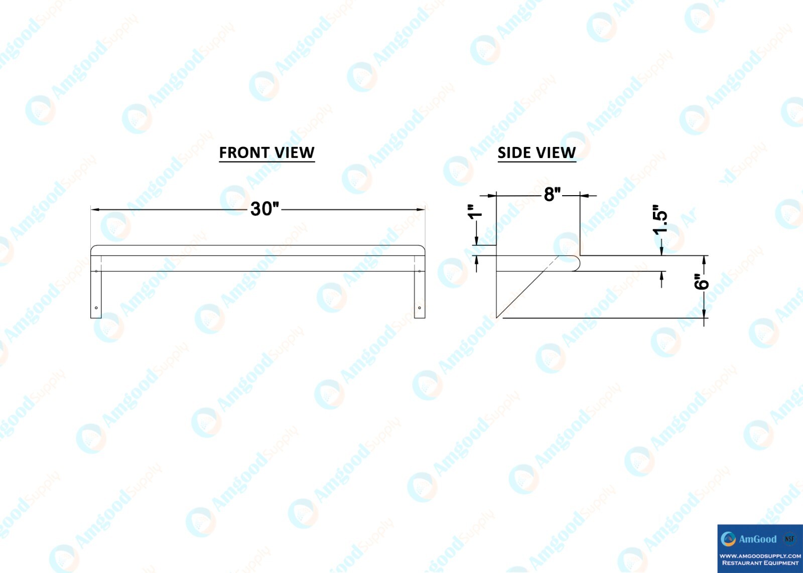 8 in. x 30 in. Stainless Steel Wall Shelf