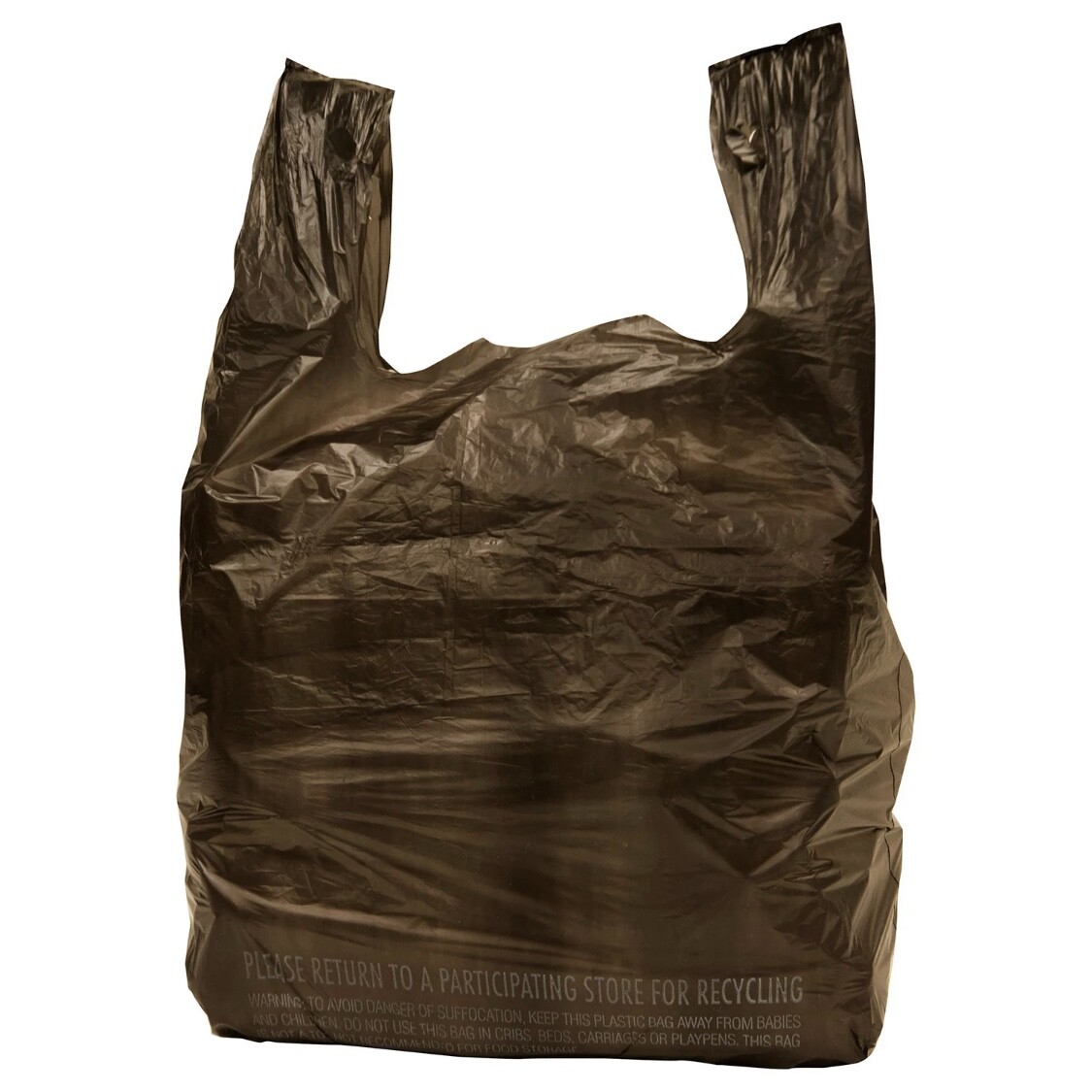 Black T Shirt Bags Plastic Grocery Shopping Carry Out Bag 11.5”x6.5”x22”