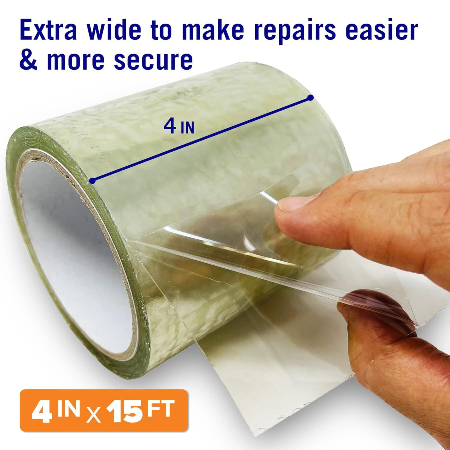 Clear Waterproof Tape for Leaks Heavy Duty Marine Grade Seal Tape, 15 Ft X 4 In,