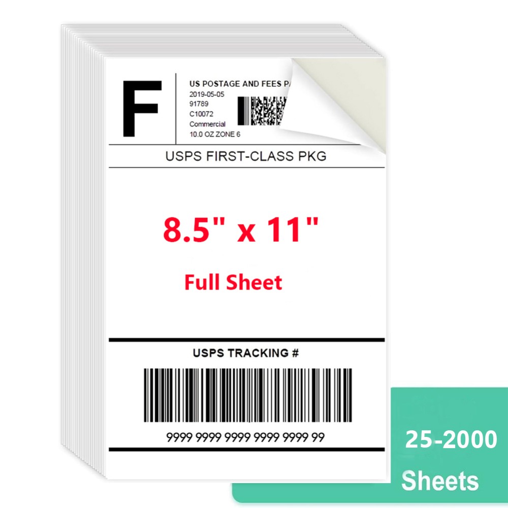 8.5″ x 11″ Full Sheets Address Shipping Sticker Paper for Laser & InkJet Printer