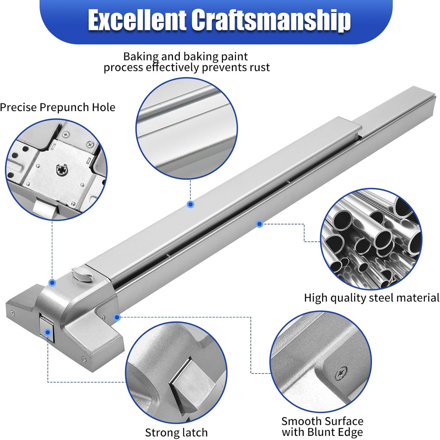 31.5”/80cm Stainless Steel Commercial Door Push Bar Panic Exit Device with Ex…