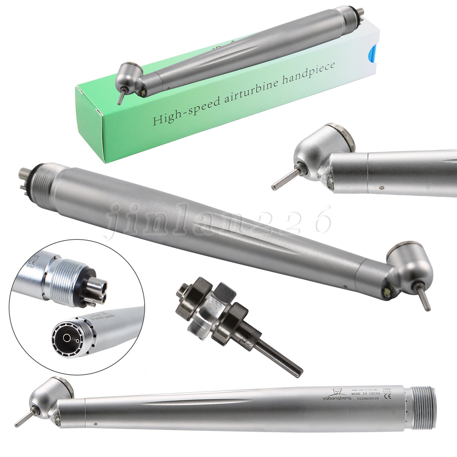 Dental 45° LED High Speed Handpiece 2/4Holes /White Stone/Silicone Polishing Bur