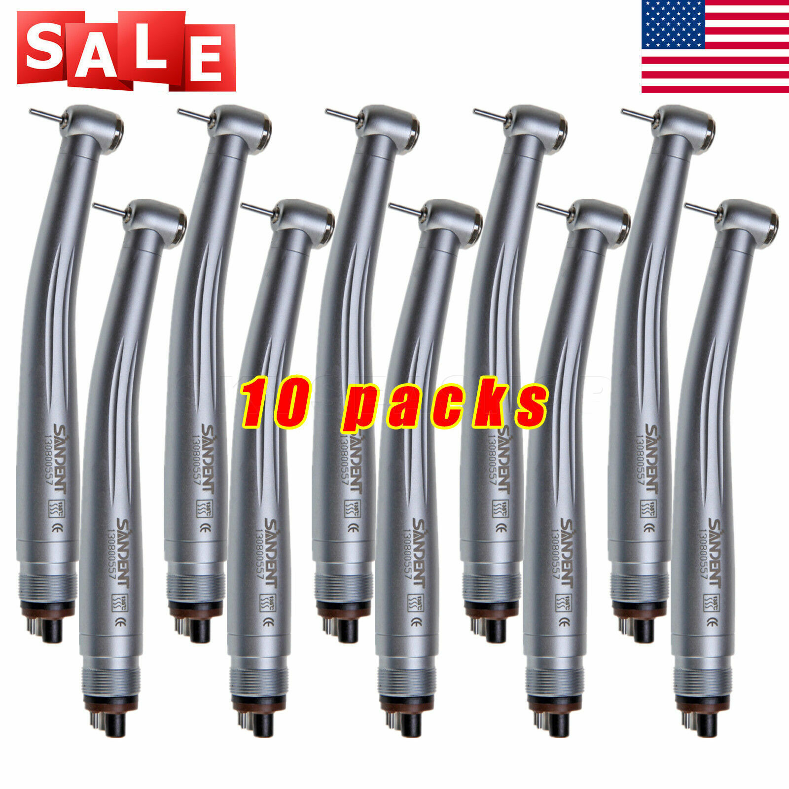 10 SANDENT NSK Style Dental High Speed Handpiece Push Button Standard Head 4H ST