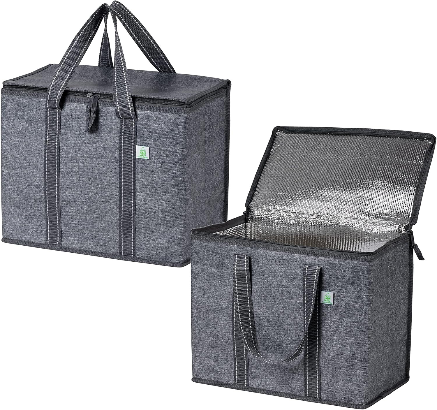 2 Pack Cooler Bag and Insulated Grocery Bags for Food Delivery, Collapsible Cool