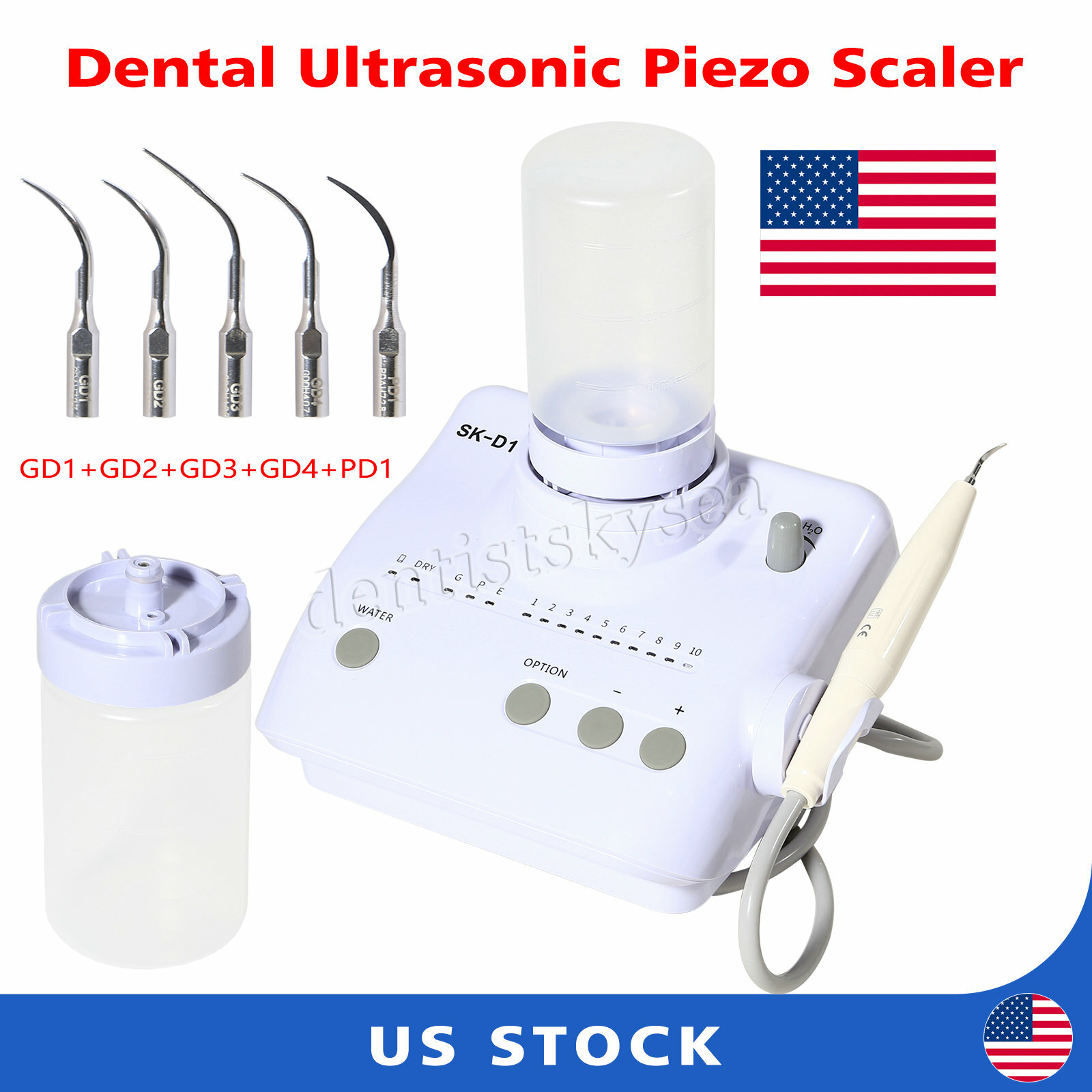 Portable Dental Ultrasonic Piezo Scaler fit DTE handpiece w/ 2*Bottles SK-D1 NEW