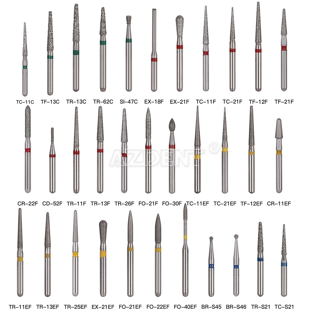 100pcs Dental Diamond Burs For High Speed Handpiece Medium Friction Grip 1.6mm