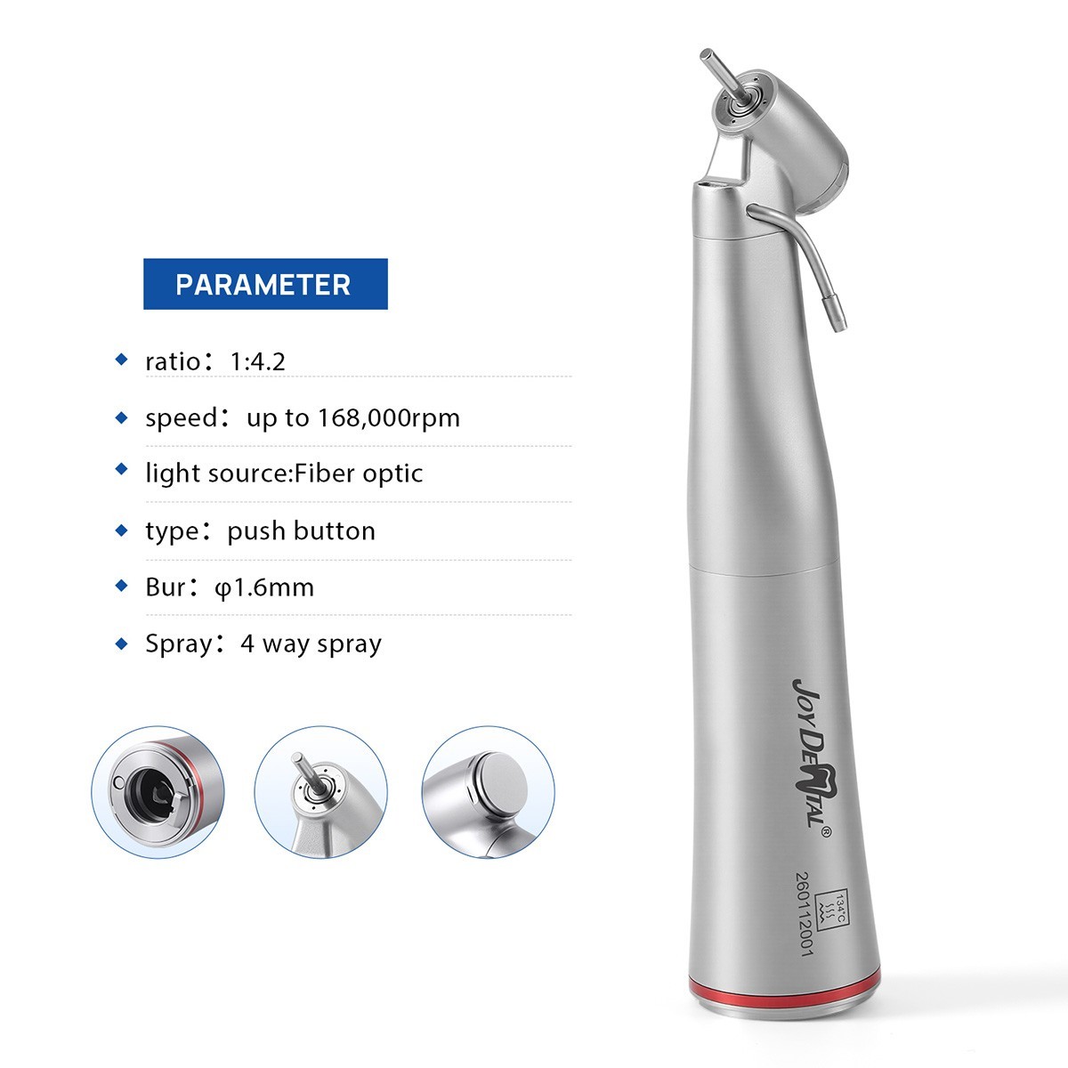 Pieza angular 45° LED dental 1:4.2 | Pulverización externa