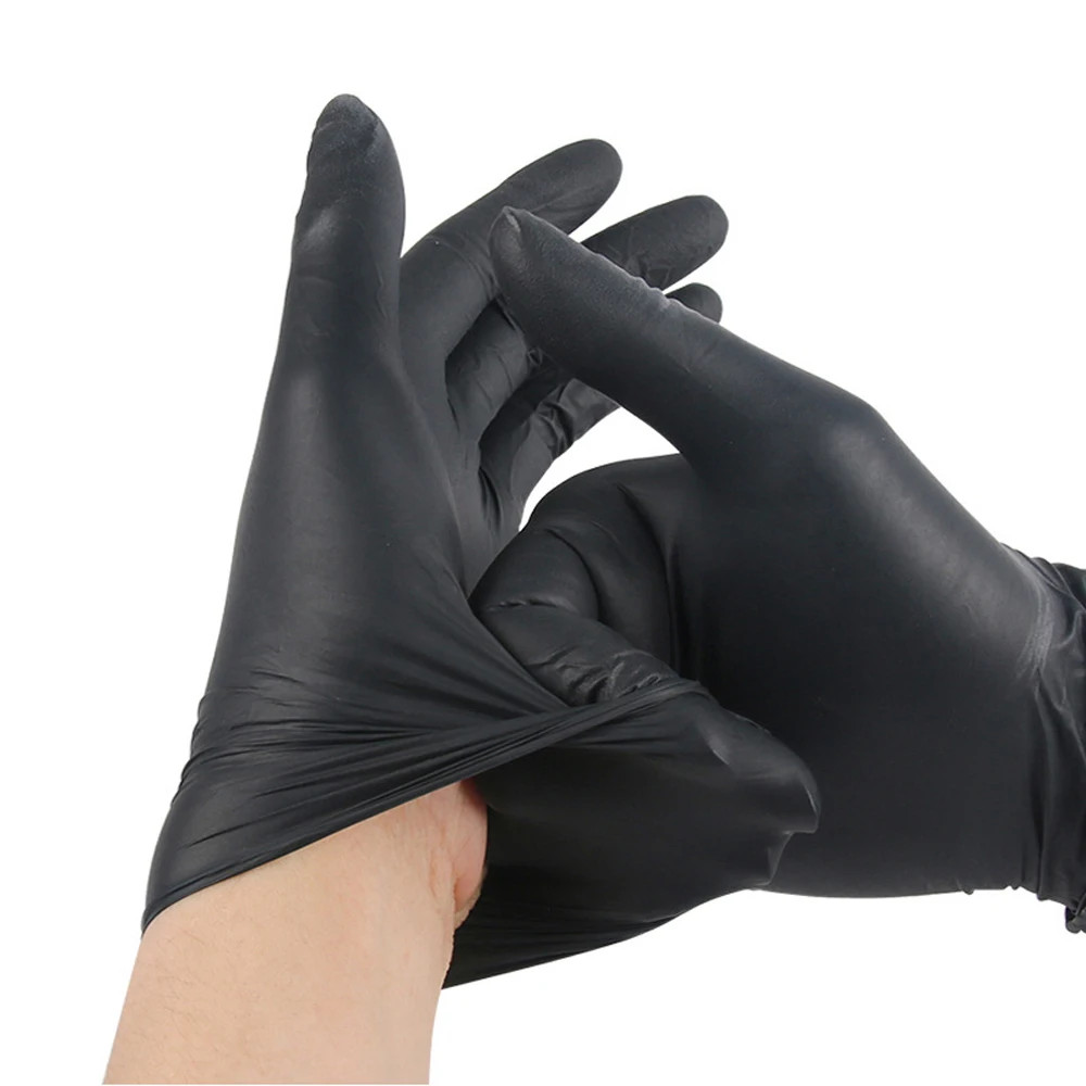 50/100/200/400/1000Pcs Cleaning Gloves, Nitrile Gloves, Black Food Grade Disposa