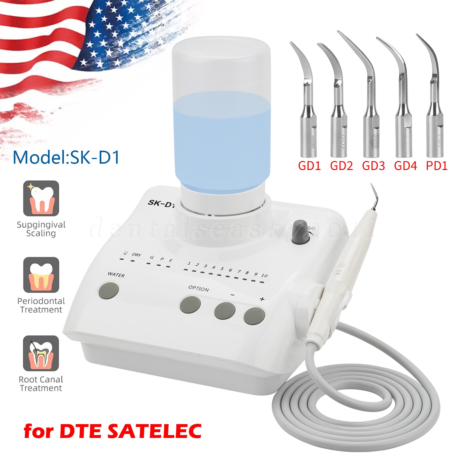 Dental Ultrasonic Piezo Scaler+Handpiece Bottles Fit DTE SATELEC Model:SK-D1
