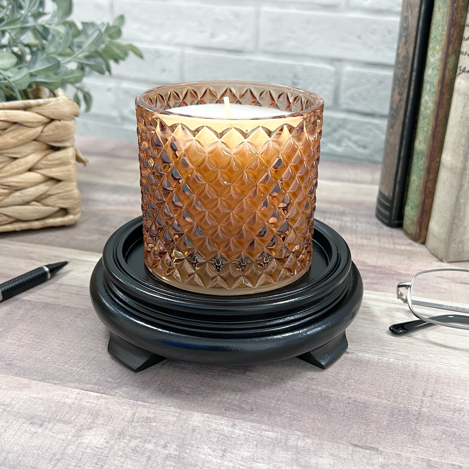 Plymor Black Round Wood Veneer Footed Display Base, 5.5″ W x 5.5″ D x 1.375″ H