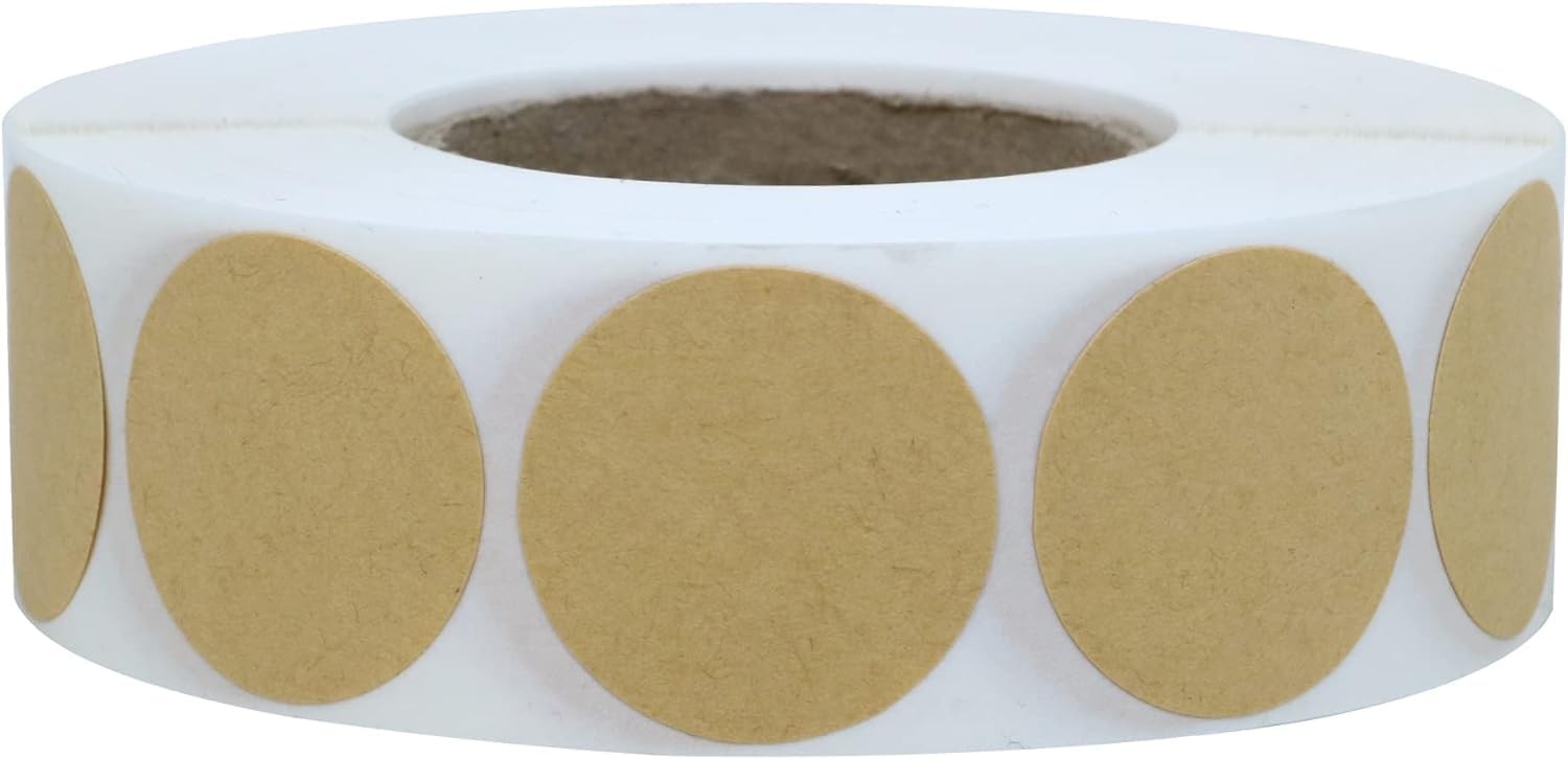 1 Inch Brown Kraft Blank Stickers 1000 Pieces Circle Price Tags Labels
