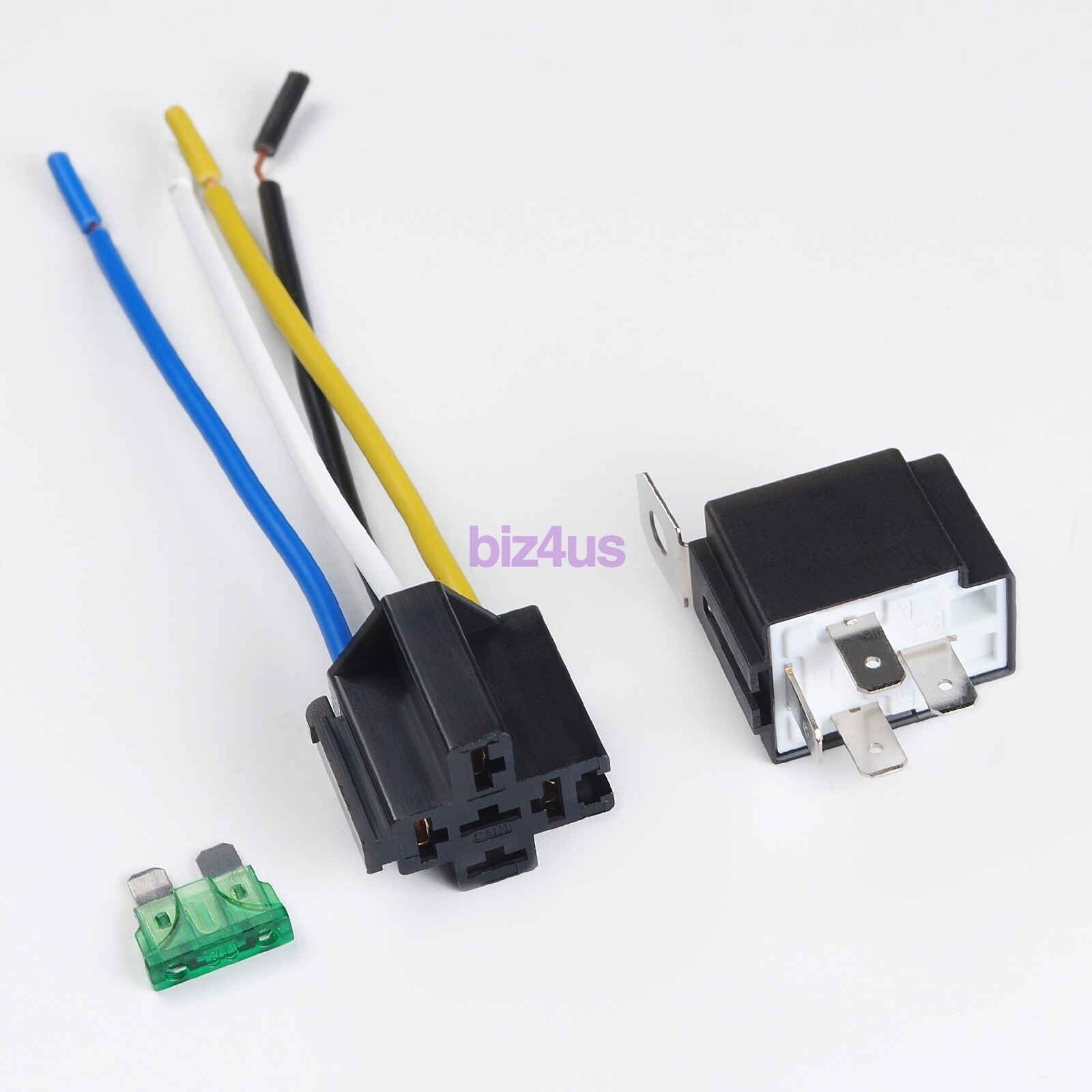 6 Pack 12V DC 30 Amp 4-Pin Automotive Relay Harness Set Switch Fuse US