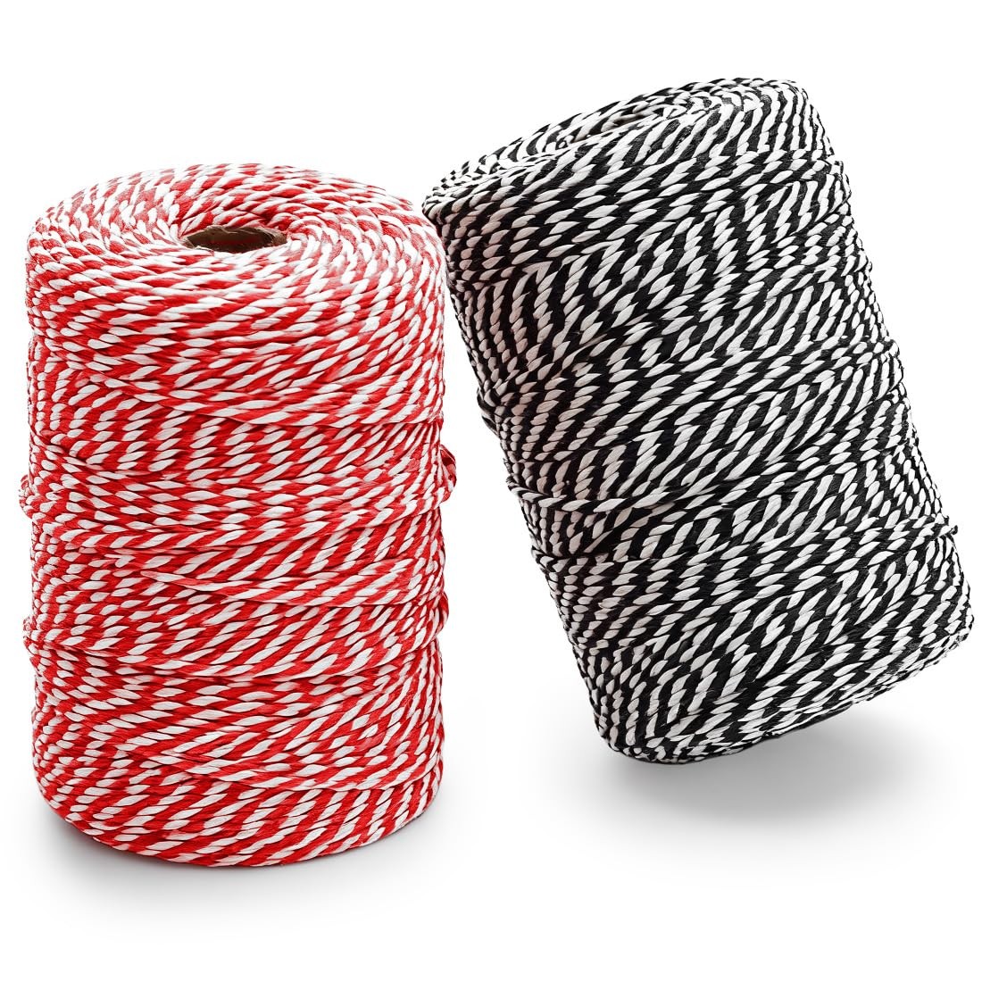 SMART&CASUAL Red and White Cotton Twine, 700 Feet Natural 700 Feet,